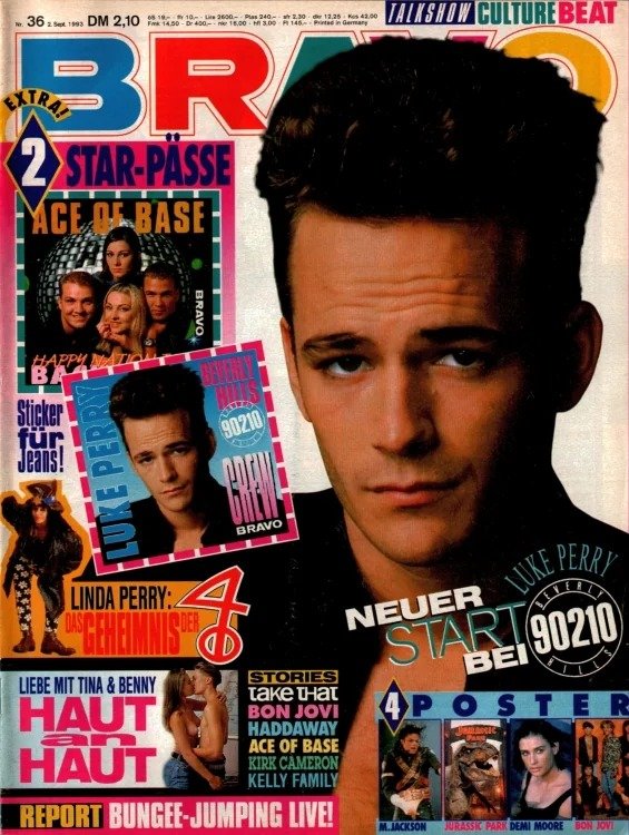 Bravo Magazin Deutschland 1993-36 Luke Perry Linda Perry Kirk Cameron Demi Moore Michael Jackson