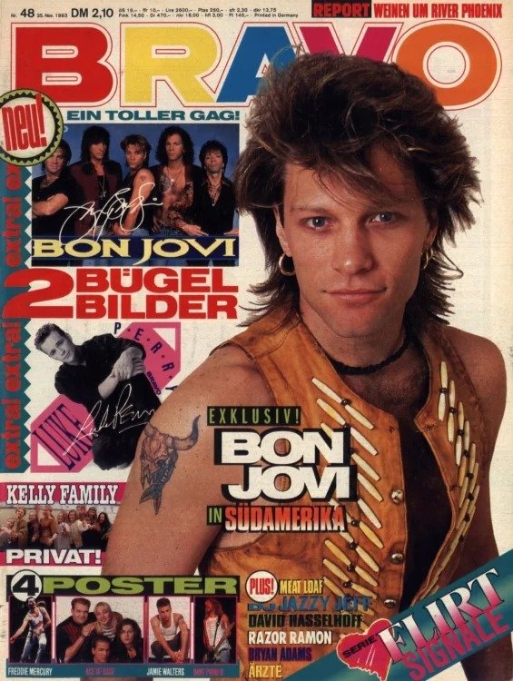 Bravo Lehti Saksa 1993-48 – Jon Bon Jovi Luke Perry Freddie Mercury Jamie Walters Meat Loaf – Alkuperäinen painos