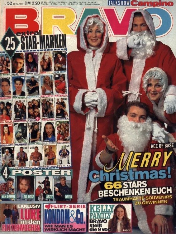 Bravo Lehti Saksa 1993-52 – Ace Of Base Luke Perry Jean-Claude Van Damme Axl Rose David Hasselhoff – Alkuperäinen painos