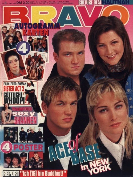 Bravo Lehti Saksa 1994-08 – Ace Of Base Michael Jackson Shannen Doherty Whoopi Goldberg Culture Beat – Alkuperäinen painos