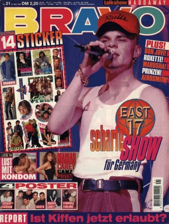 Bravo Magasin Tyskland 1994-21 – Brian Harvey Mariah Carey Haddaway Joshua Kadison Edward Furlong – Originalutgåva
