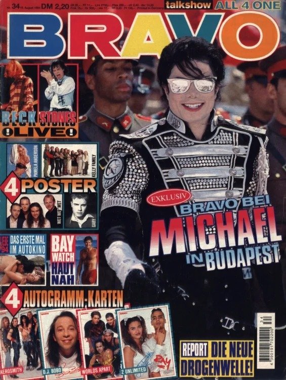 Bravo Magasin Tyskland 1994-34 – Michael Jackson Pamela Anderson D.J. Bobo Rolling Stones All 4 One – Originalutgåva
