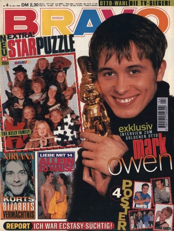 Bravo Magasin Tyskland 1995-04 – Mark Owen Kurt Cobain The Kelly Family Nirvana – Originalutgåva