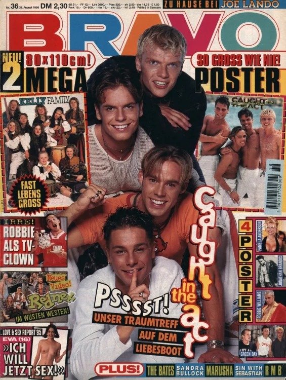 Bravo Magasin Tyskland 1995-36 – Caught In The Act Joe Lando Robbie Williams Sandra Bullock Marusha – Originalutgåva