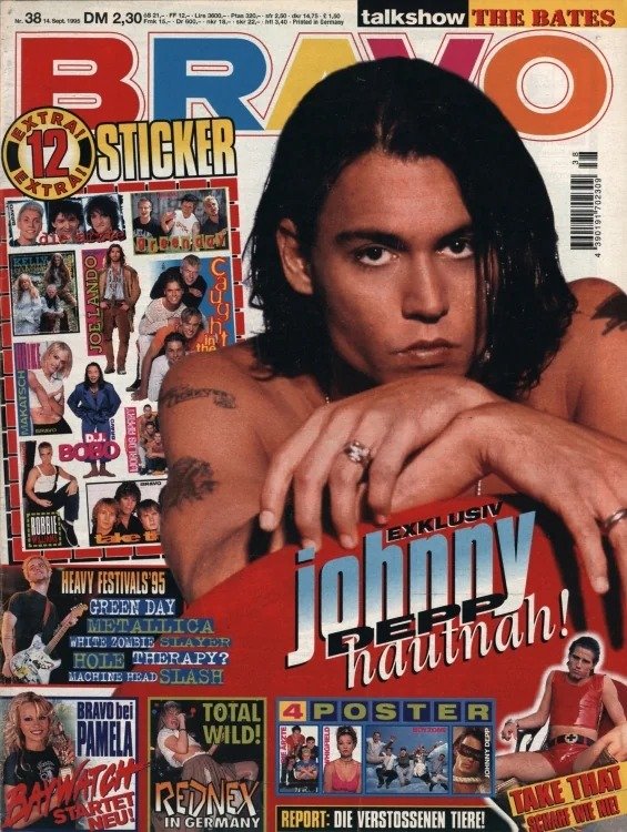 Bravo Lehti Saksa 1995-38 – Johnny Depp Pamela Anderson DJ BoBo Green Day Metallica – Alkuperäinen painos