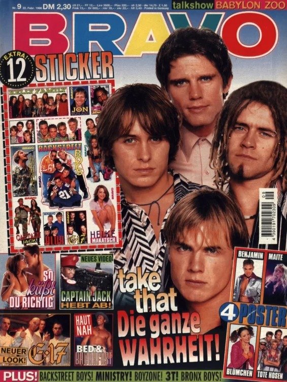 Bravo Rivista Germania 1996-09 – Take That Captain Jack Heike Makatsch Blümchen Die Toten Hosen – Edizione originale