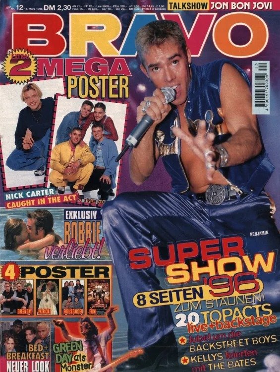 Bravo Magasin Tyskland 1996-12 – Benjamin Boyce Nick Carter Robbie Williams Jon Bon Jovi Caught In The Act – Originalutgåva