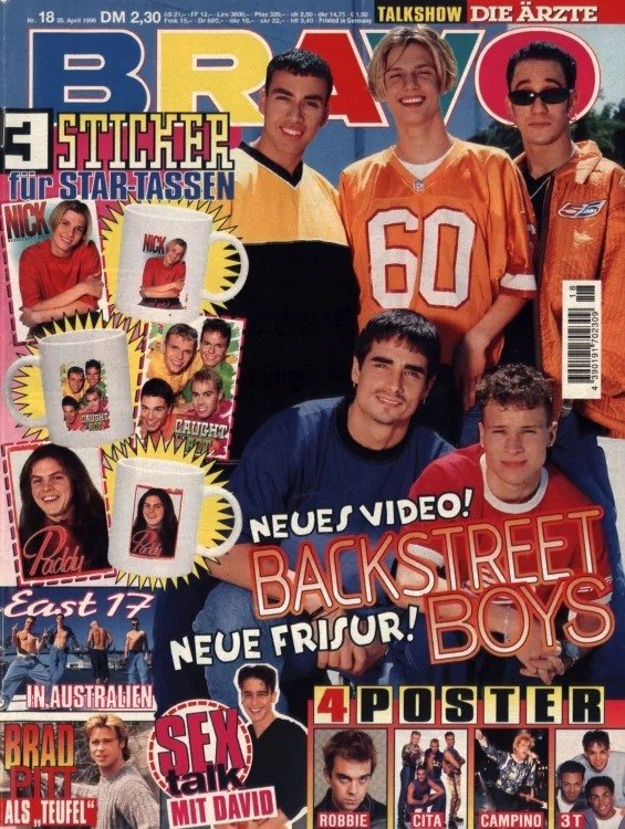 Bravo Magasin Tyskland 1996-18 – Backstreet Boys Nick Carter Brad Pitt East 17 Robbie Williams – Originalutgåva