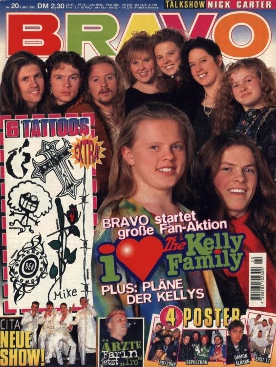 Bravo Lehti Saksa 1996-20 – The Kelly Family Nick Carter Farin Urlaub Die Ärzte Sepultura – Alkuperäinen painos
