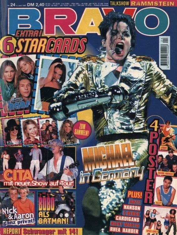 Bravo Lehti Saksa 1997-24 – Michael Jackson Nick Carter Aaron Carter Patricia Kaas Hanson – Alkuperäinen painos