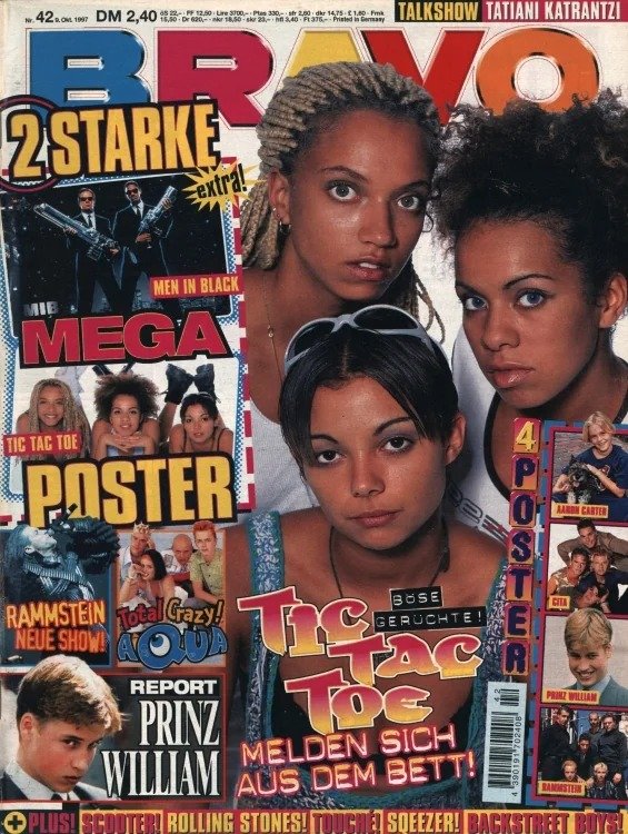 Bravo Magazine Allemagne 1997-42 – Tic Tac Toe Prinz William Aaron Carter Tatiani Katrantzi Rammstein – Édition originale