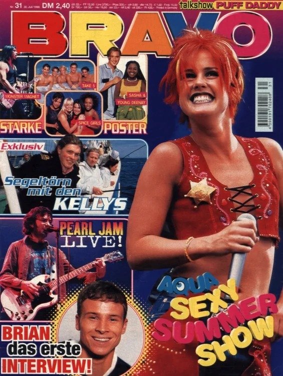 Bravo Magazin Deutschland 1998-31 Lene Nystrøm Brian Littrell Aqua Spice Girls Pearl Jam