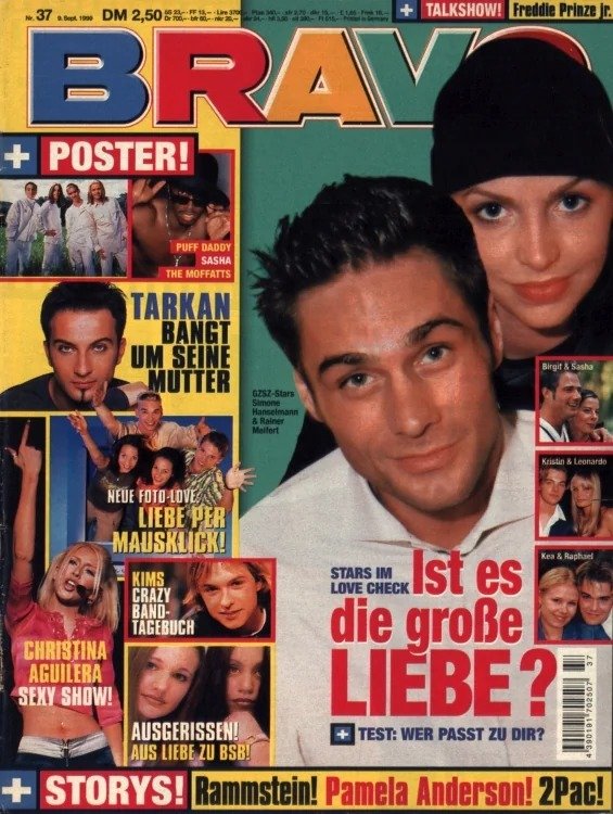 Bravo Rivista Germania 1999-37 – Rainer Meifert Simone Hanselmann Tarkan Christina Aguilera Freddie Prinze Jr. – Edizione originale