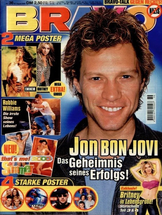 Bravo Magazin Deutschland 2000-36 Jon Bon Jovi Eminem Britney Spears Robbie Williams Shania Twain