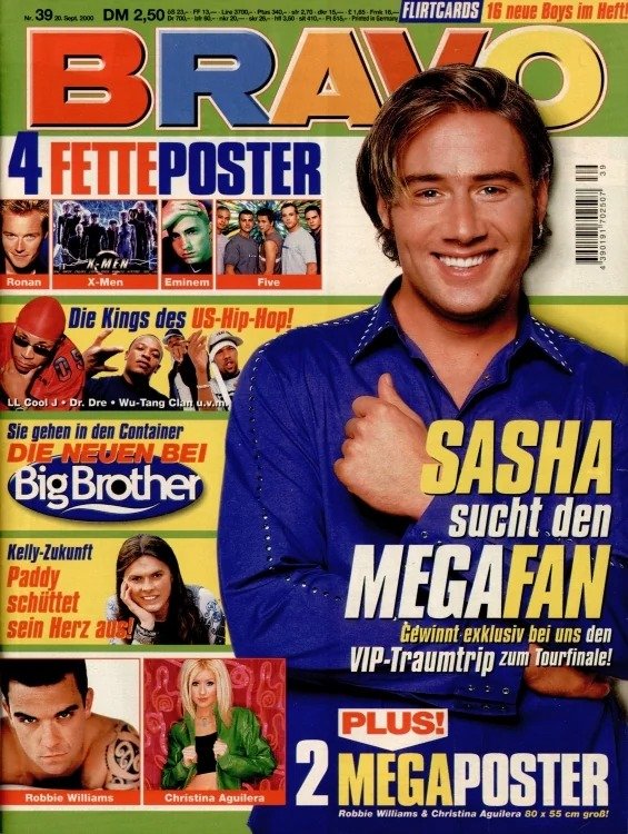 Bravo Magasin Tyskland 2000-39 – Sasha Robbie Williams Christina Aguilera – Originalutgåva