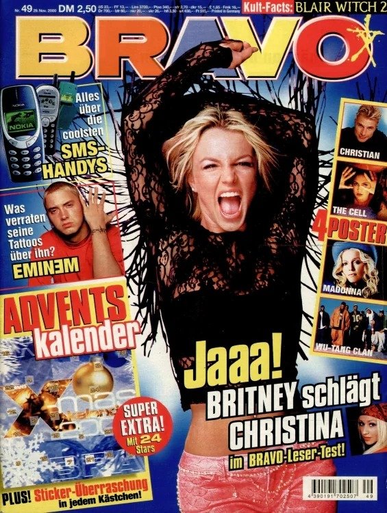 Bravo Magazine Allemagne 2000-49 – Britney Spears Christina Aguilera Eminem Christian Madonna – Édition originale