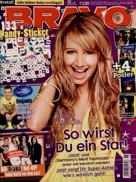 Bravo Magazin Deutschland 2008-15 Ashley Tisdale Benjamin Bentley Amy Winehouse Bushido Tokio Hotel
