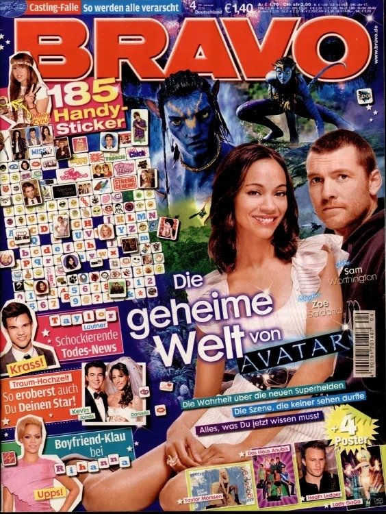 Bravo Magasin Tyskland 2010-04 – Sam Worthington Zoe Saldana – Originalutgåva