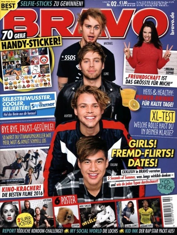 Bravo Magasin Tyskland 2016-02 – Michael Clifford Luke Hemmings Ashton Irwin Calum Hood Selena Gomez – Originaludgave