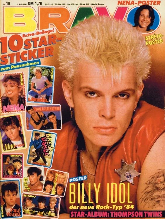 Bravo Magasin Tyskland 1984-19 – Billy Idol Nena Nino De Angelo Paul Young Frankie Goes To Hollywood – Originaludgave