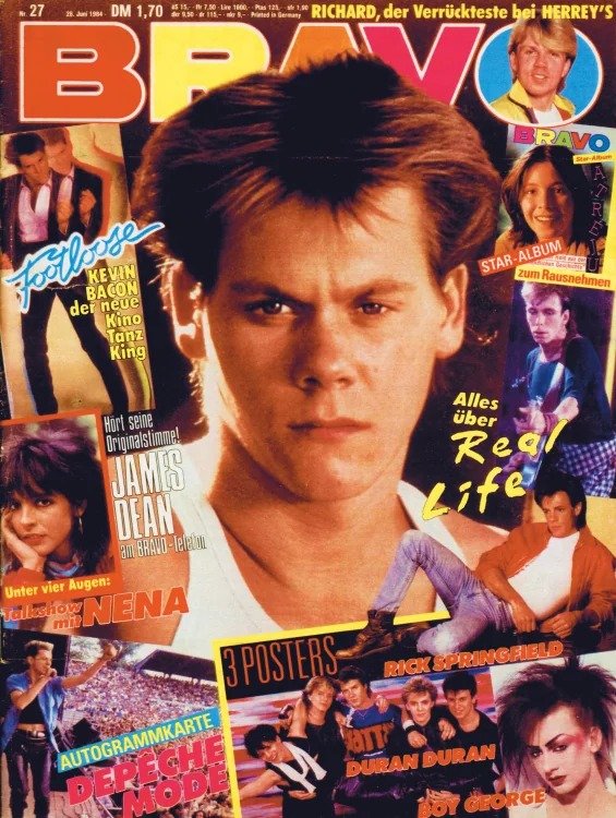 Bravo Magazin Deutschland 1984-27 Kevin Bacon Nena Rick Springfield Boy George James Dean