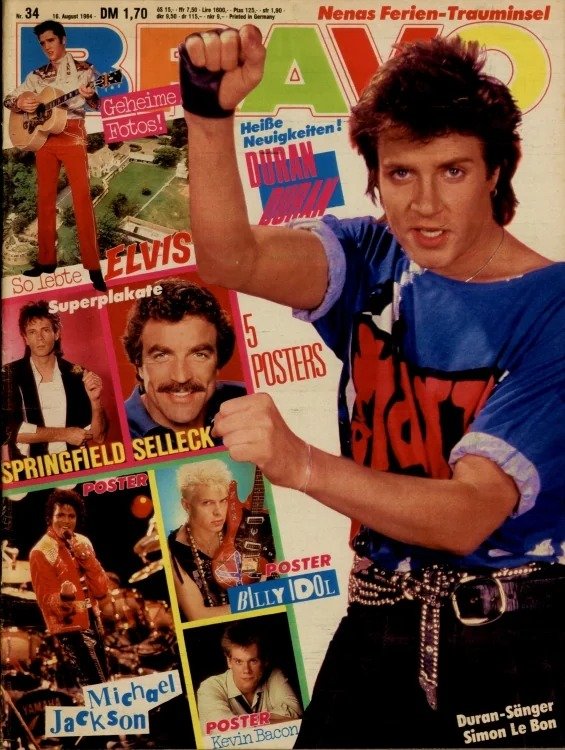 Bravo Magazine Allemagne 1984-34 – Simon Le Bon Tom Selleck Elvis Presley Billy Idol Michael Jackson – Édition originale