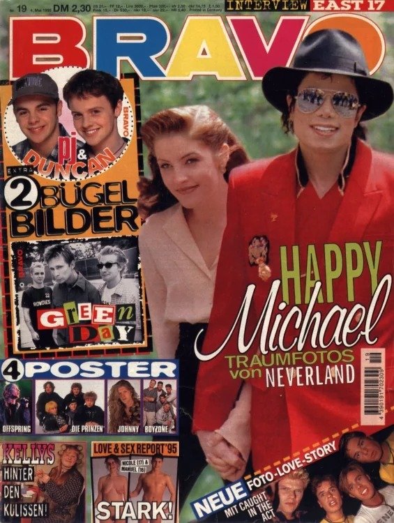 Bravo Magazin Deutschland 1995-19 Michael Jackson Lisa Marie Presley PJ & Duncan Green Day East 17
