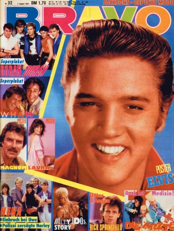 Bravo Magazin Deutschland 1984-32 Elvis Presley Nena Billy Idol Rick Springfield Tom Selleck