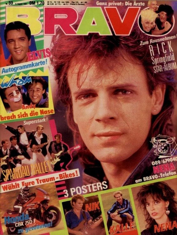 Bravo Revista Alemania 1984-33 – John Taylor Elvis Presley Nena Rick Springfield Nik Kershaw – Edición original