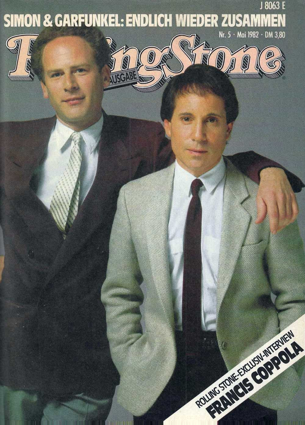 Rolling Stone Revista Alemanha 1982-05 Art Garfunkel Paul Simon Francis Coppola Simon & Garfunkel Edição original