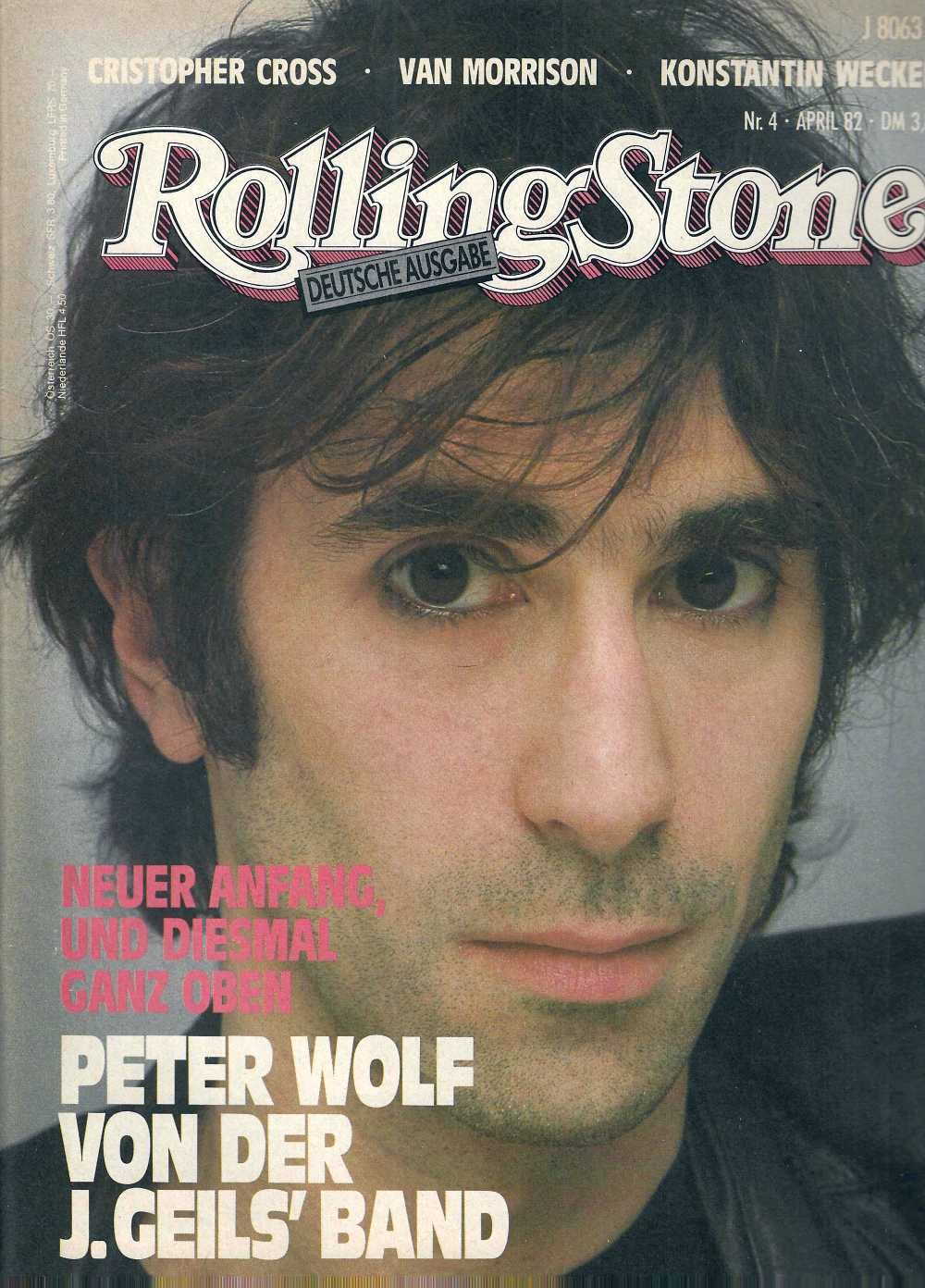 Rolling Stone Revista Alemanha 1982-04 Peter Wolf Christopher Cross Van Morrison Konstantin Wecker J. Geils Band Edição original