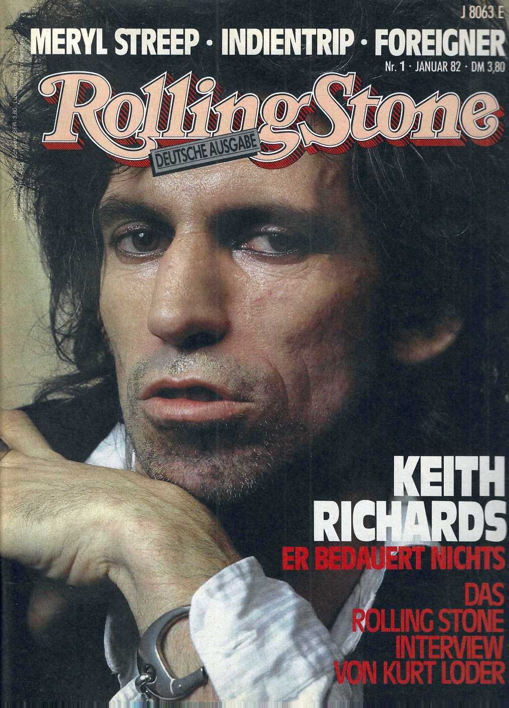 Rolling Stone Tijdschrift Duitsland 1982-01 Keith Richards Meryl Streep Kurt Loder Foreigner Originele uitgave