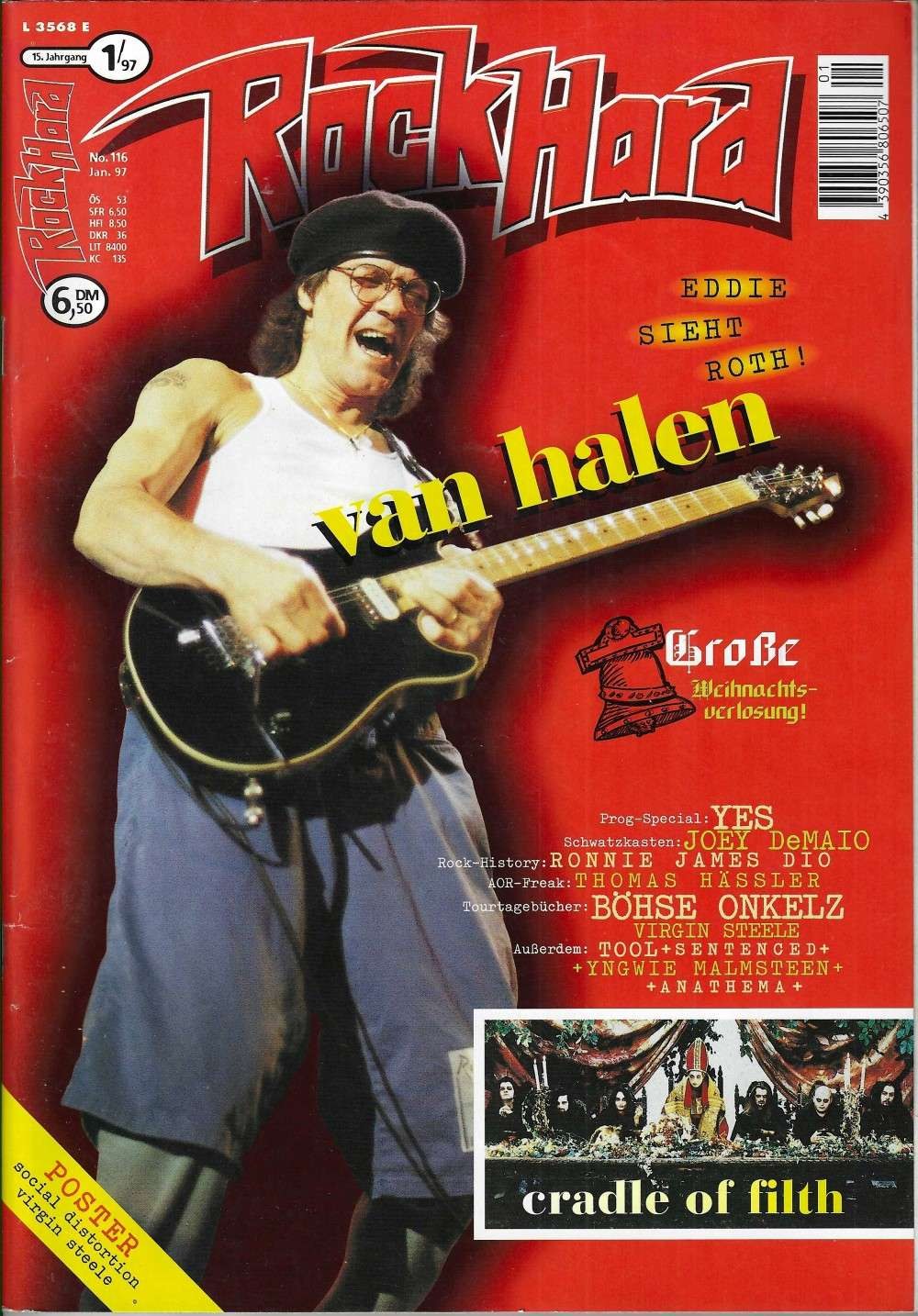 Rock Hard Lehti Saksa 1997-01 – Eddie Van Halen Van Halen Yes Joey DeMAIO Ronnie James Dio – Alkuperäinen painos