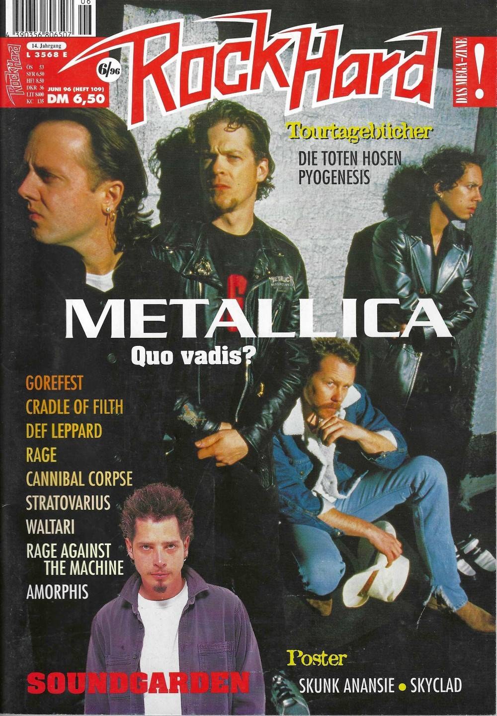 Rock Hard Magazin Deutschland 1996-06 Metallica Soundgarden Gorefest Cradle Of Filth Def Leppard