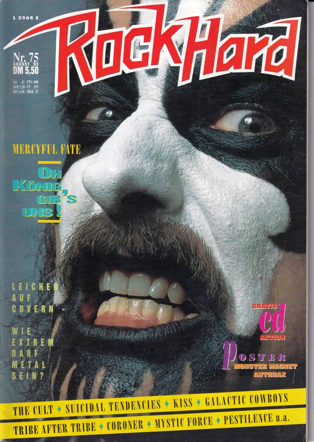 Rock Hard Magazin Deutschland 1993-08 King Diamond The Cult Suicidal Tendencies Kiss Galactic Cowboys