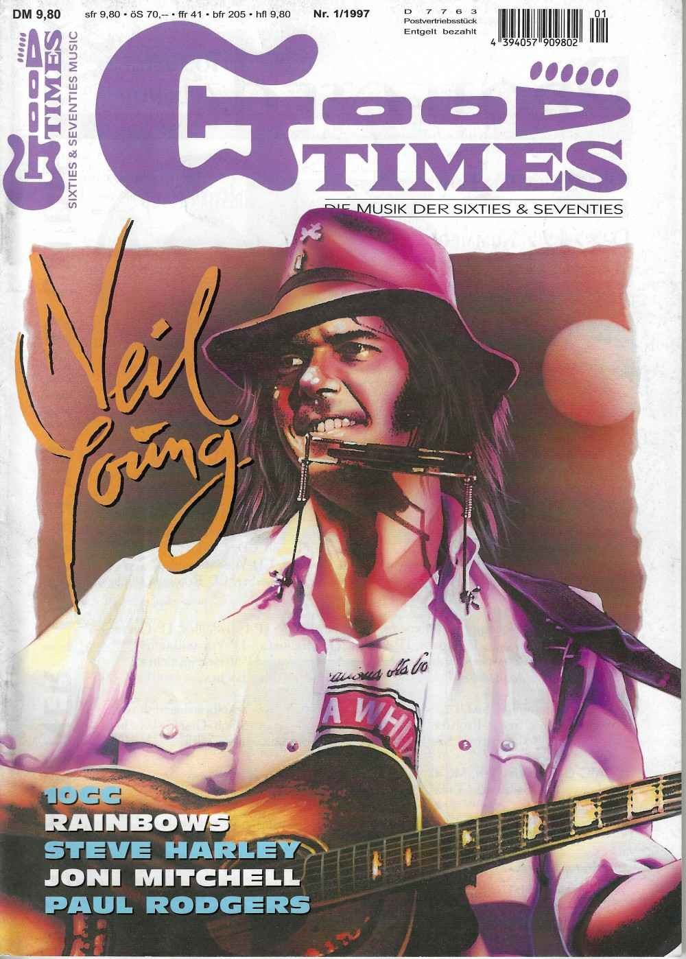 Good Times Lehti Saksa 1997-01 – Neil Young 10cc Rainbows Steve Harley Joni Mitchell – Alkuperäinen painos