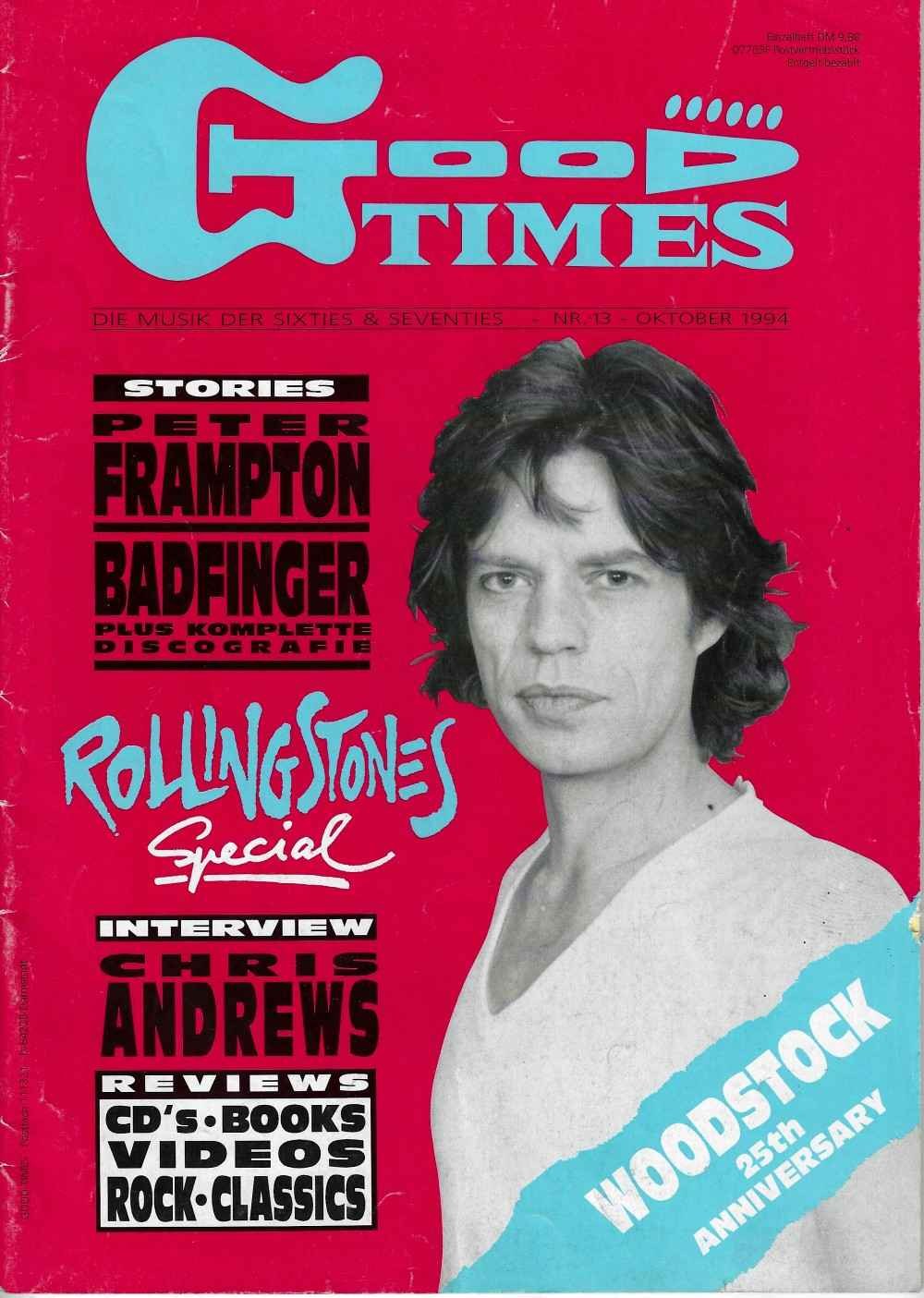 Good Times Lehti Saksa 1994-10 – Mick Jagger Peter Frampton Badfinger Chris Andrews Rolling Stones – Alkuperäinen painos