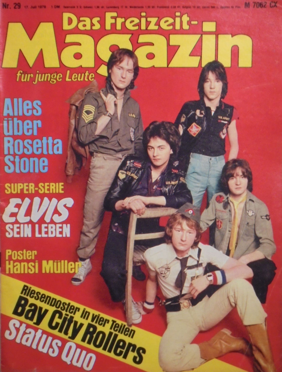 Freizeit Revista Royale Alemanha 1978-29 – Hansi Müller Rosetta Stone Bay City Rollers Status Quo – Edição original