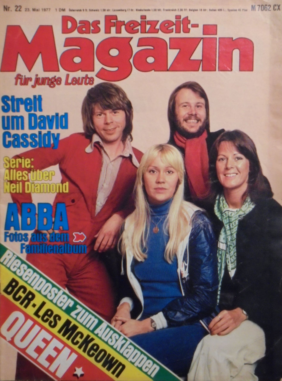 Freizeit Revista Royale Alemanha 1977-22 – Agnetha Fältskog Björn Ulvaeus Benny Andersson Anni-Frid Lyngstad David Cassidy – Edição original