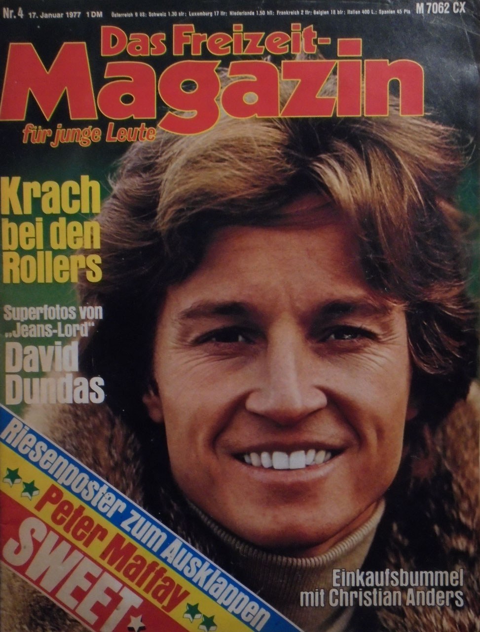 Freizeit Magasin Royale Tyskland 1977-04 Christian Anders David Dundas Peter Maffay Bay City Rollers Sweet Originaludgave