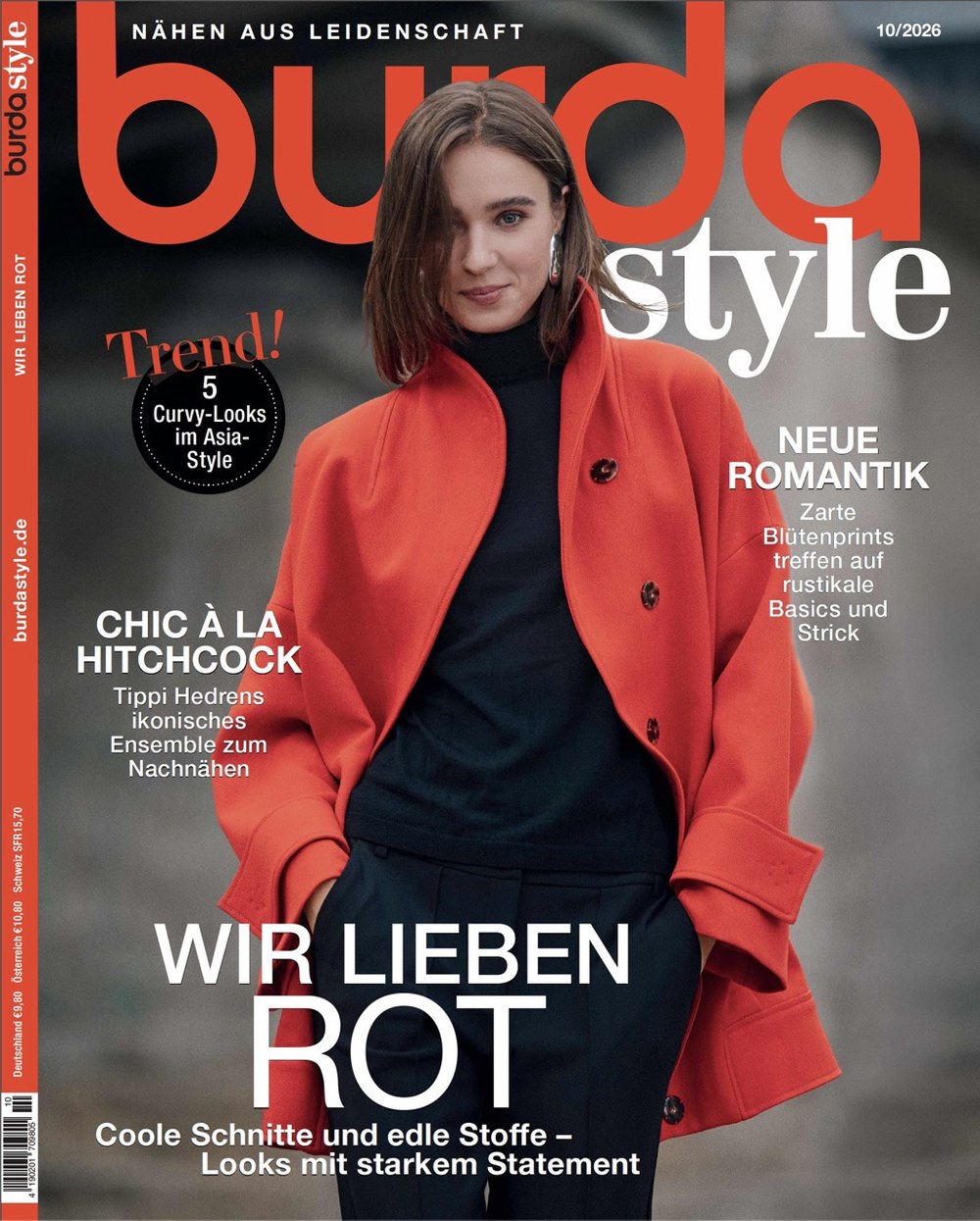 Burda Style Magazin Deutschland 2026-10 Nähen Schnittmuster Rote Mode