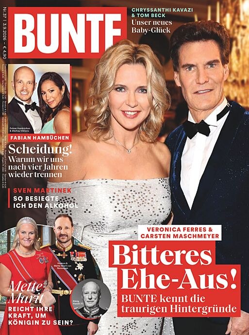 Bunte Revista Alemania 2026-37 Veronica Ferres Carsten Maschmeyer Mette-Marit Haakon Fabian Hambüchen Edición original