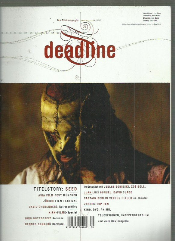 Deadline Revista Alemanha 2007-06 – Leelee Sobieski Zoë Bell Juan Luis Buñuel David Slade David Cronenberg – Edição original