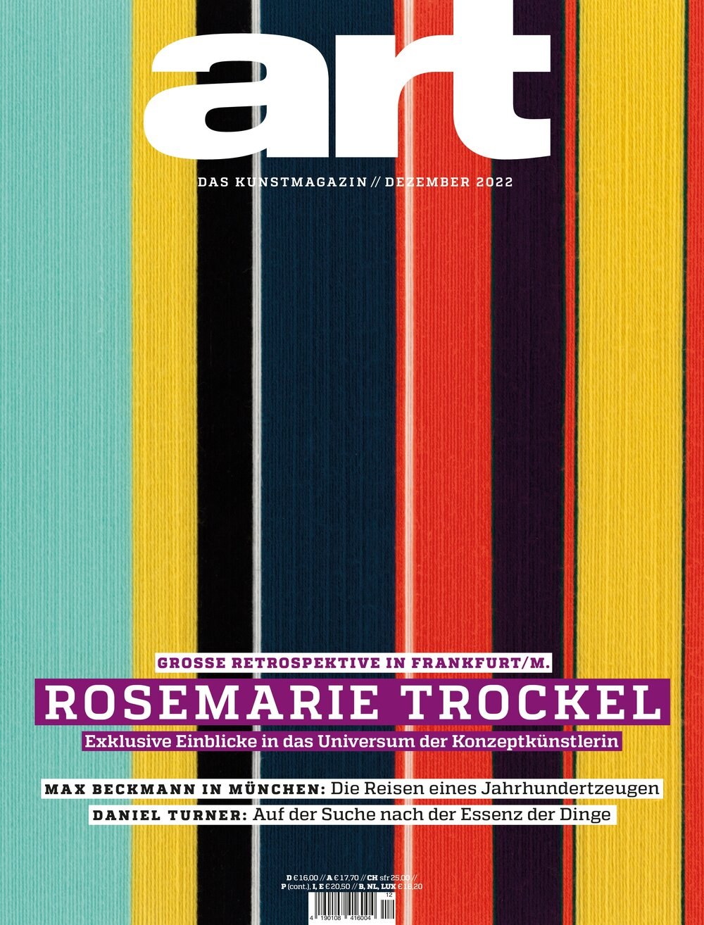 Art Magasin Tyskland 2022-12 – Rosemarie Trockel Max Beckmann Daniel Turner – Originalutgåva