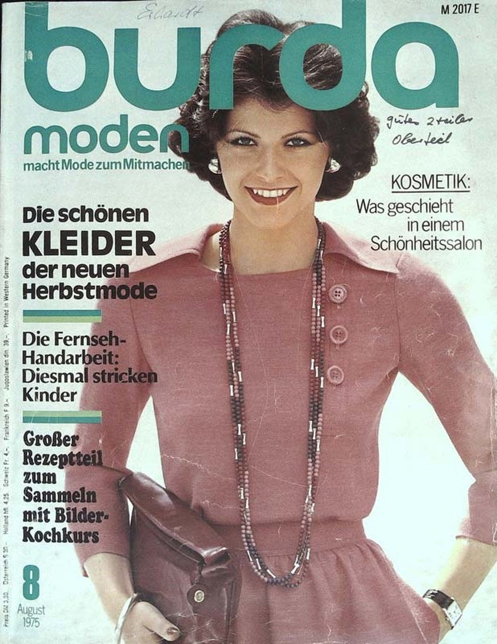 Burda Moden Revista Alemanha 1975-08 Edição original