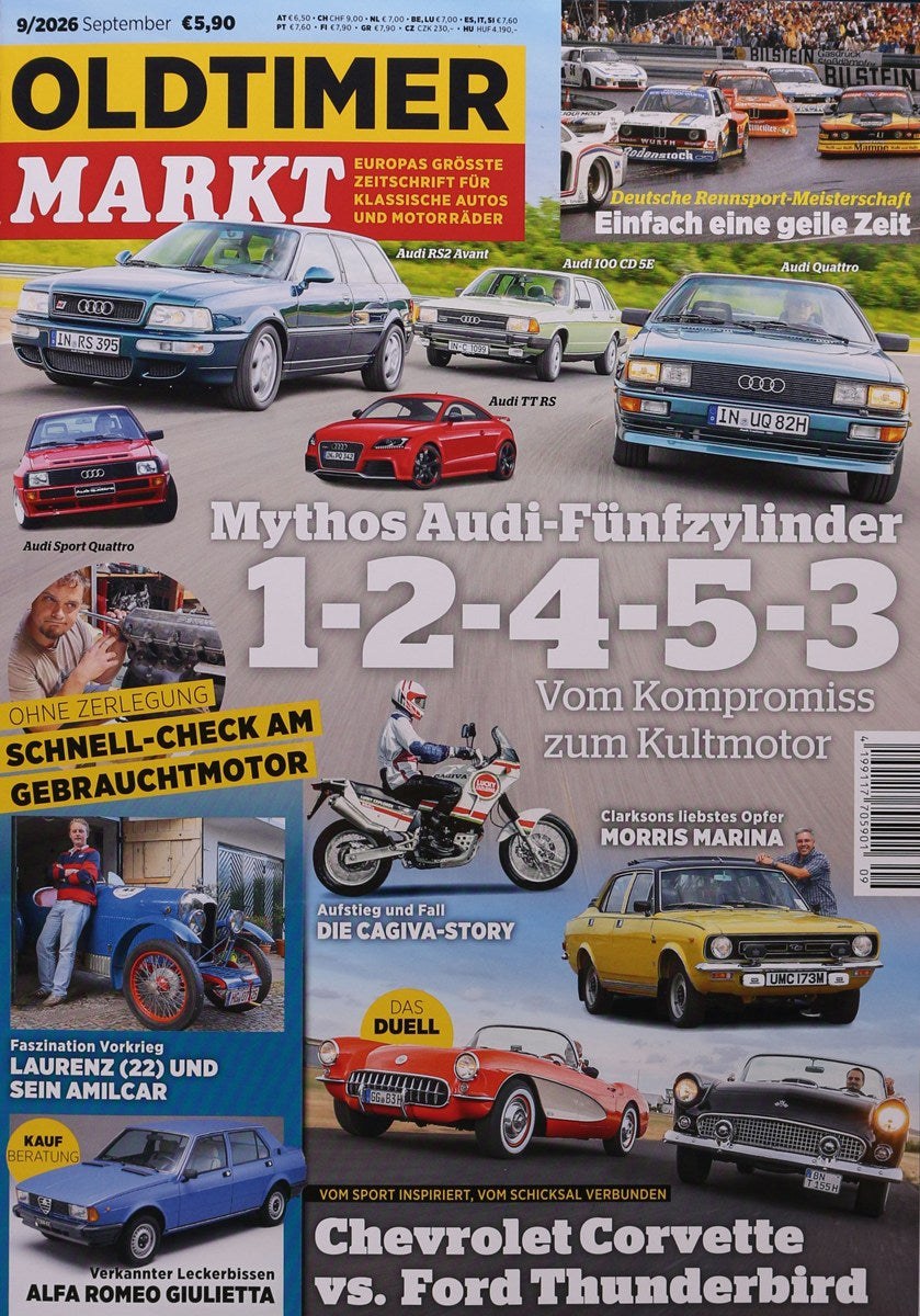 Oldtimer Markt Magazin Deutschland 2026-09 Audi Fünfzylinder Audi Sport Quattro Audi RS2 Avant