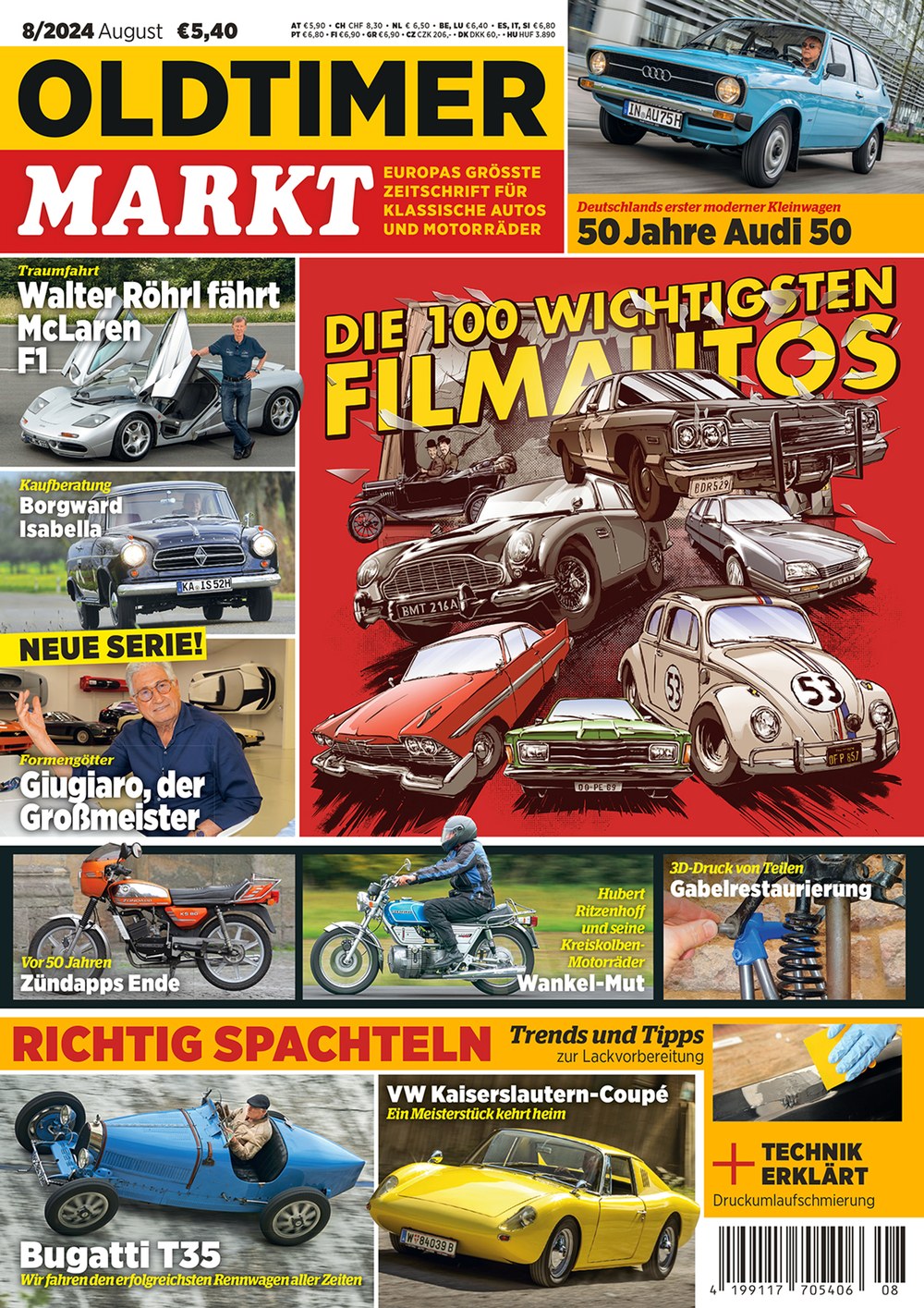Oldtimer Markt Tijdschrift Duitsland 2024-08 – Walter Röhrl Giorgetto Giugiaro Hubert Rützenhoff – Originele uitgave