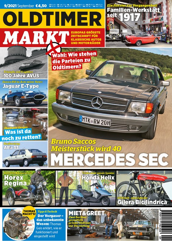 Oldtimer Markt Rivista Germania 2021-09 – Bruno Sacco Damon Hill Thomas Geis – Edizione originale