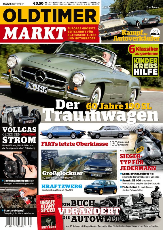 Oldtimer Markt Revista Alemanha 2015-11 – Ralph Nader – Edição original