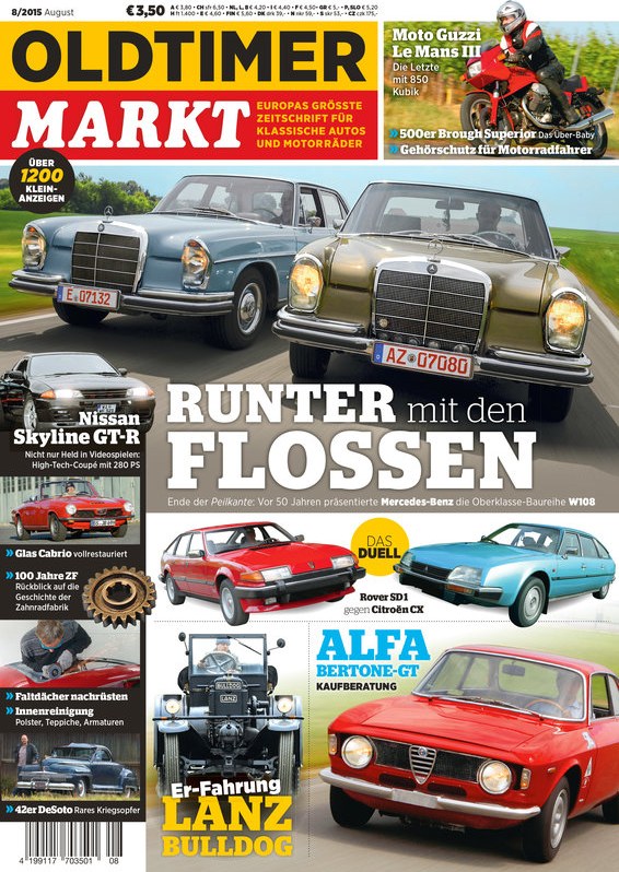 Oldtimer Markt Magazin Deutschland 2015-08 Oldtimer Klassische Automobile Mercedes-Benz W108